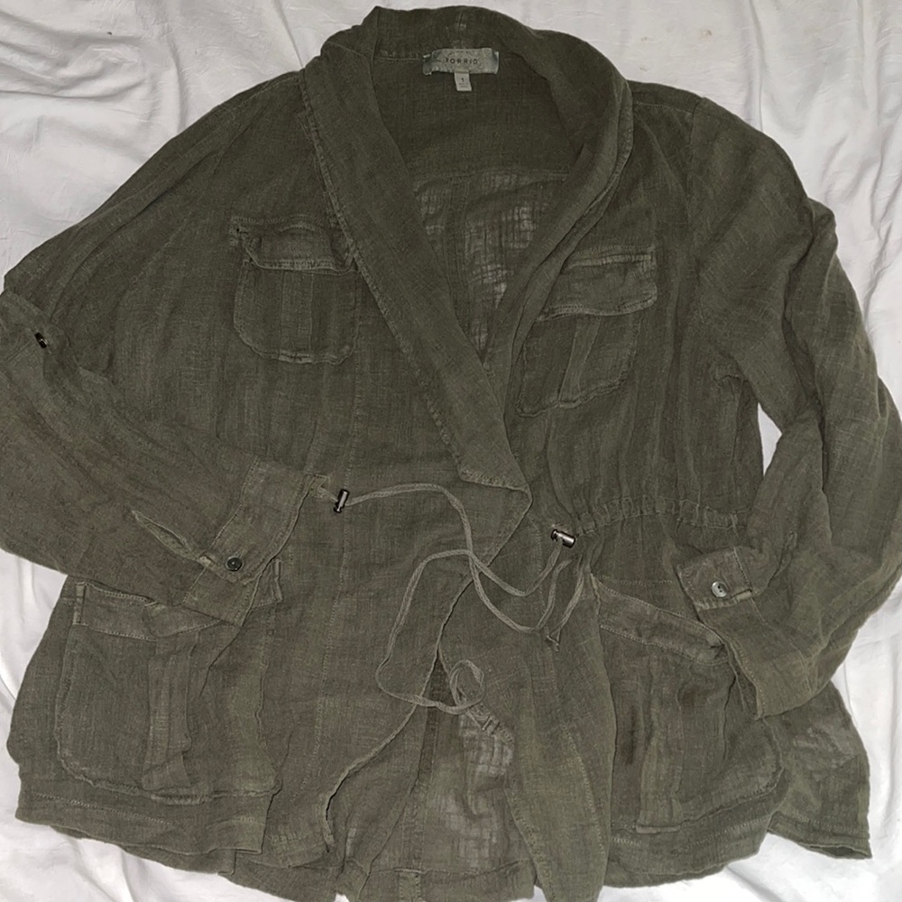 Torrid Olive Twill Drape Jacket Anorak 1 14-16
